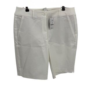 White House Black Market NWT Womens 10” Bermuda Shorts 8 White Flat Front